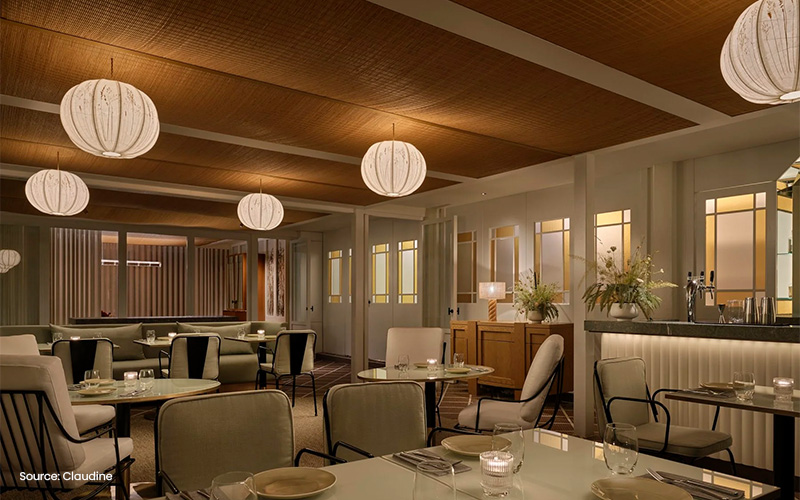 Claudine's restaurant interior, highlighting its serene ambience