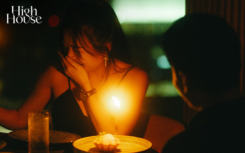 A couple celebrating at HighHouse restaurant