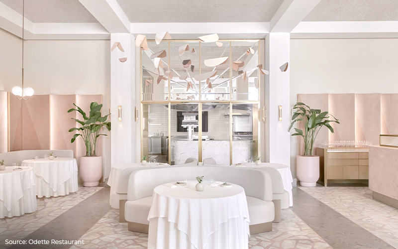 A luxurious, minimalist dining room for a romantic date