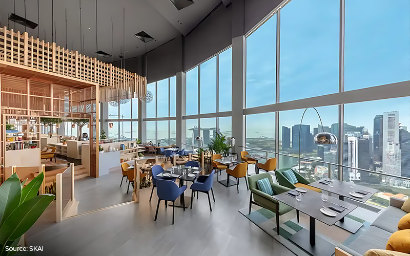 SKAI restaurant interior for a business lunch